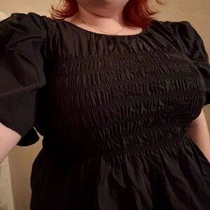 Rails Rosie Top Black Smocked Peplum Babydoll Cropped